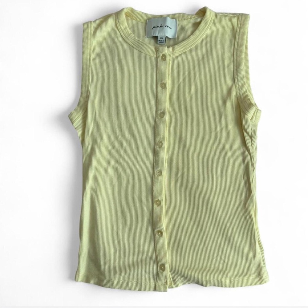Butter Yellow Button Tank Top Size Extra Small Summer Beach